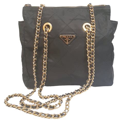 nylon prada bag with chain|prada vintage nylon shoulder bag.